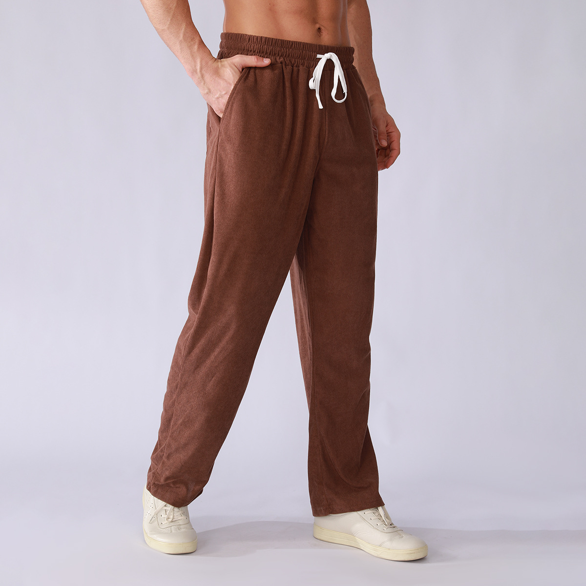 Men's Corduroy Breathable Lightweight Long Pants DXRCK1