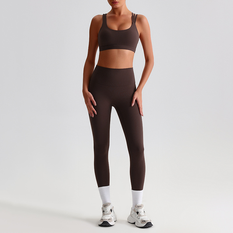 Crossed Beautiful Back Bra Running And Fitness Suit Leggings Set SKL-LQ8635