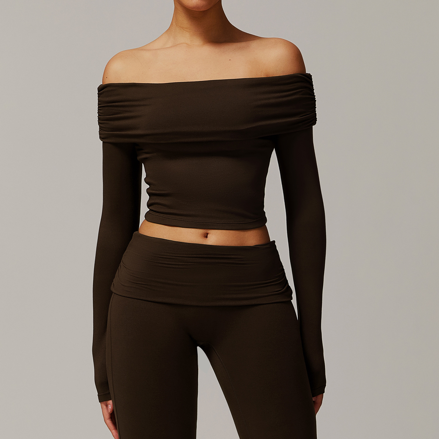 Off-the-shoulder Long-sleeved Yoga Wear 9152