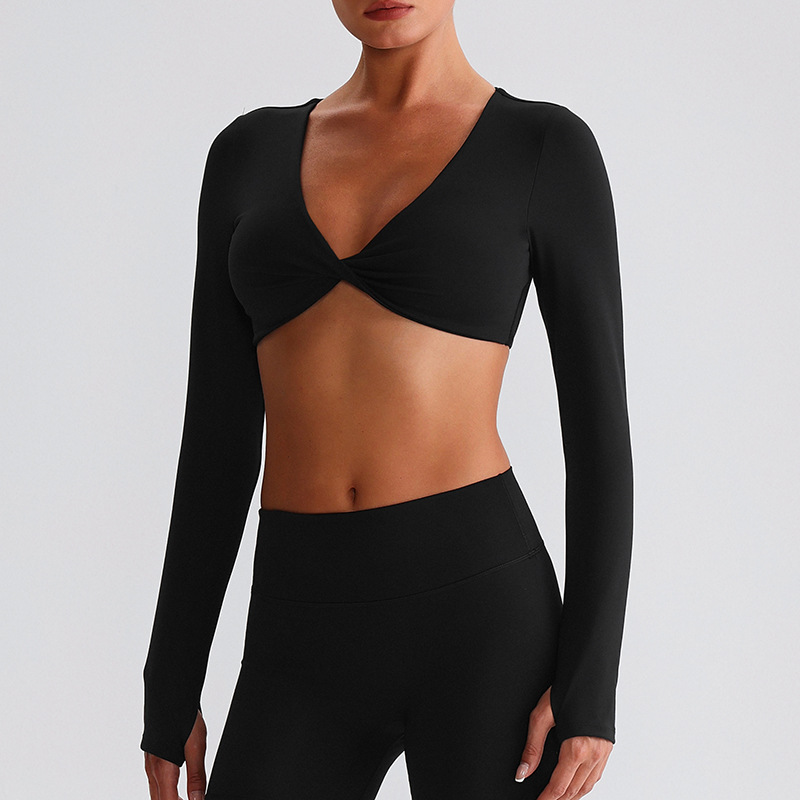  Knot Long - Sleeve Yoga Bra  Sports Bras Come With Chest Pads SKL-LQ8019
