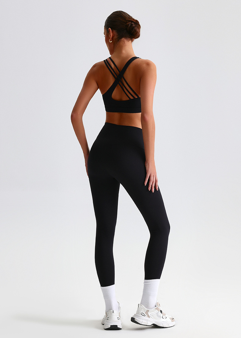 Crossed Beautiful Back Bra Running And Fitness Suit Leggings Set SKL-LQ8635