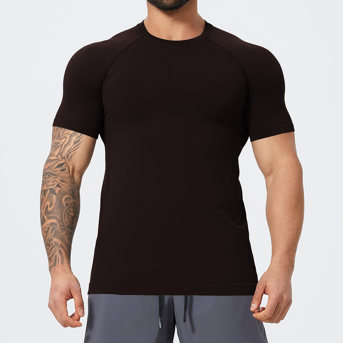 Slim Fit Men's Seamless Short  Sleeves 1058