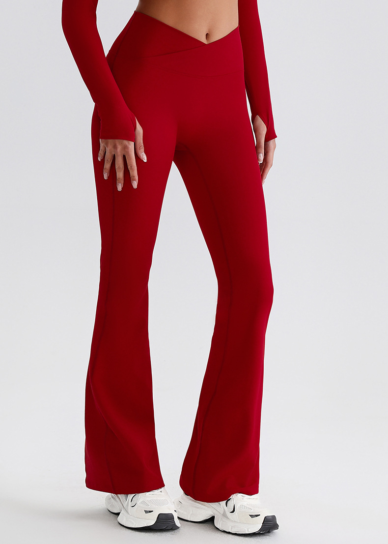 Crossed Waists Yoga Pants Breathable Flared Leggings SKL-LQ8007