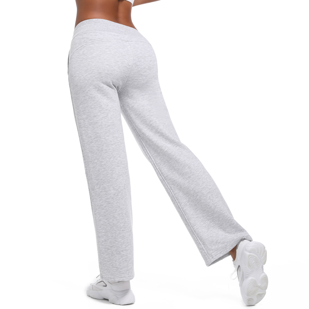 Drawstring Sports Bootcut Pants Fleece-Lined Warm Sweatpants 7086