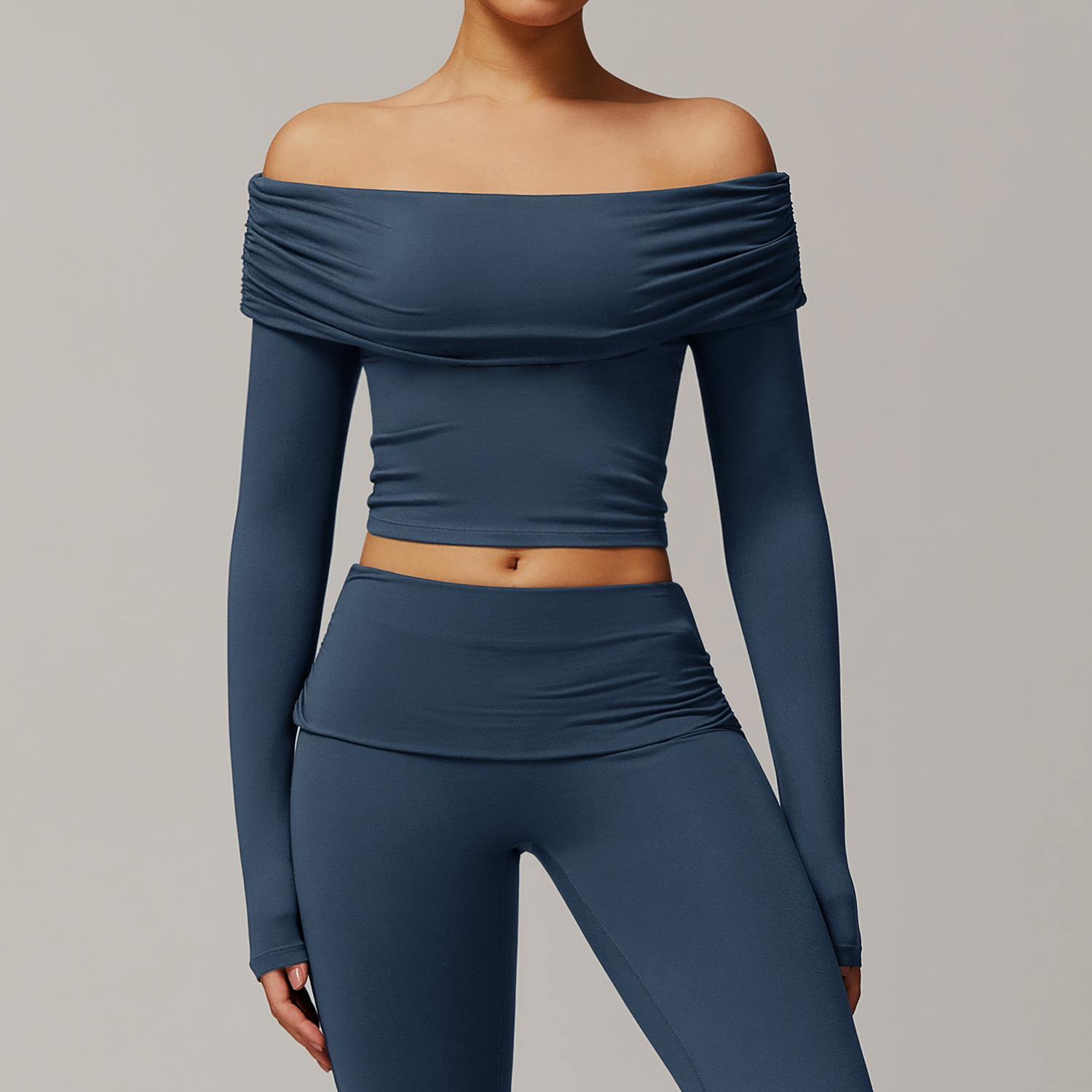 Off-the-shoulder Long-sleeved Yoga Wear 9152