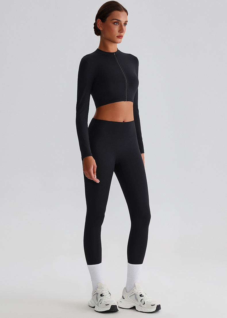 Flare Leggings And Knot Long - Sleeve Yoga Bra Set SKL-LQ0122