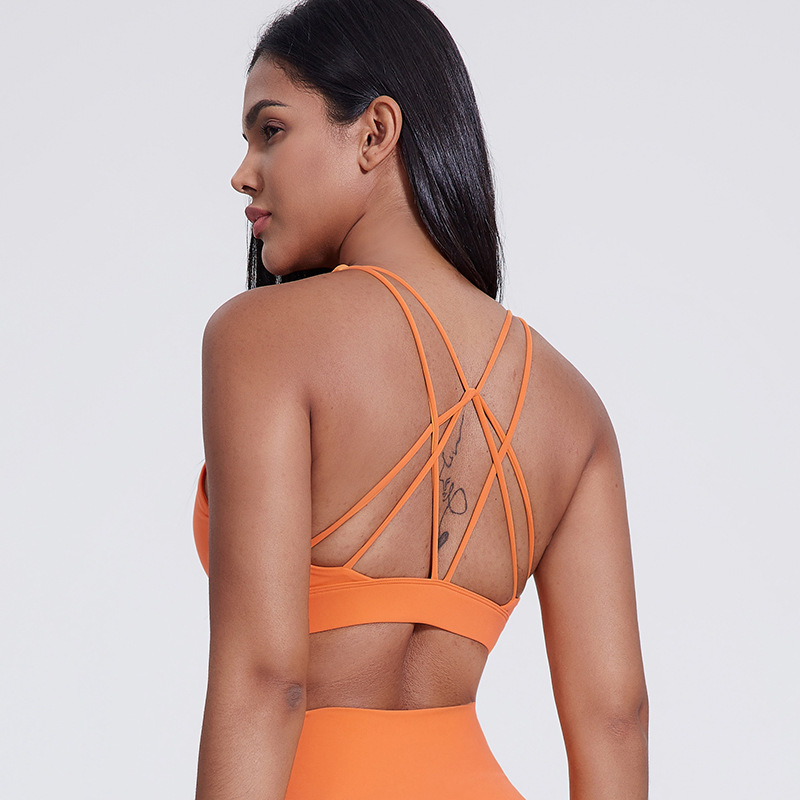Women's Nude Cross-shaped Beautiful Back Sports Underwear Bra SKL-LQ5016
