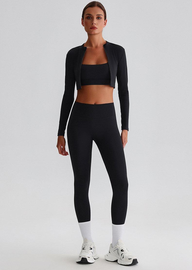 Flare Leggings And Knot Long - Sleeve Yoga Bra Set SKL-LQ0122