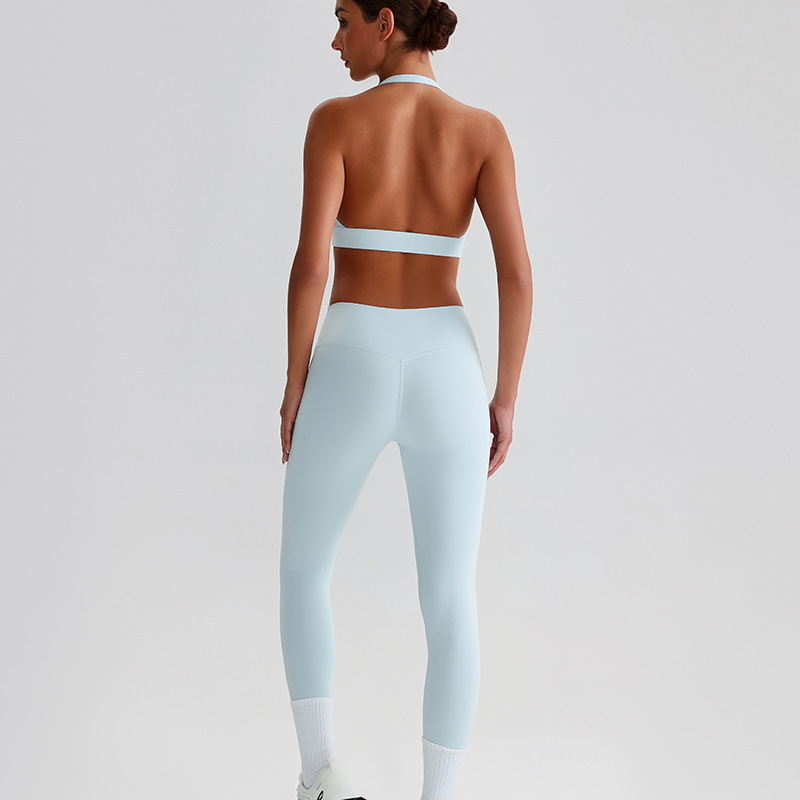 Solid-color Bras Breathable Tight Yoga Suit Set SKL-LQ0120