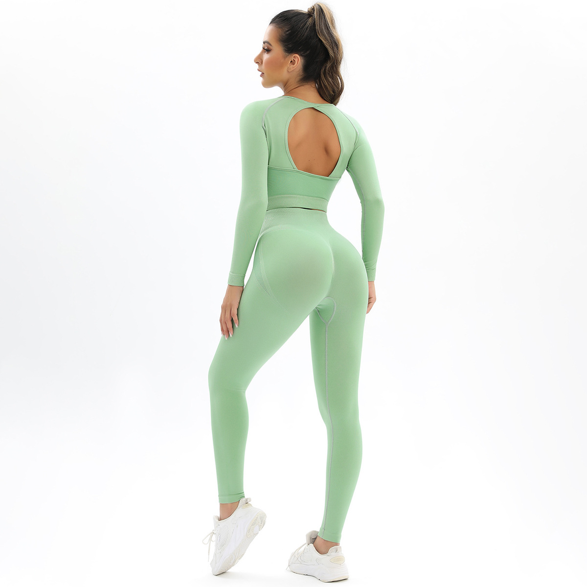  Cutout Yoga Wear Tight Pants Long-Sleeve Set 6603