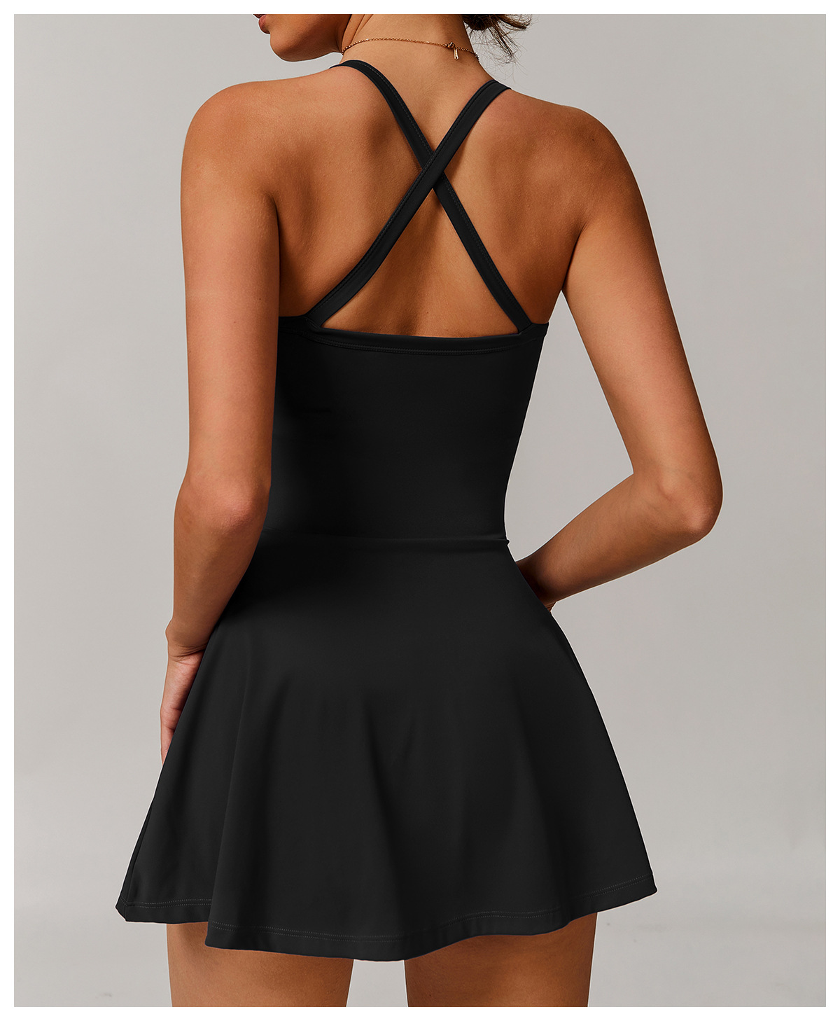 Soft Fabric Mock Two Pieces Pleated Tennis Dress 8998