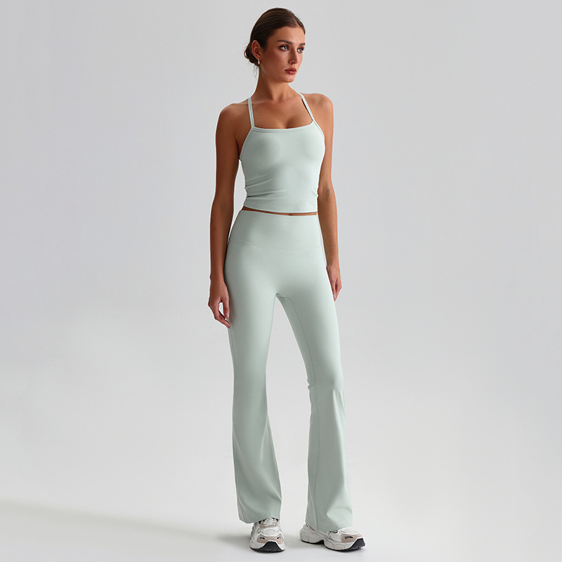 Sportswear yoga set High-waisted yoga flared pants With Beautiful Back Bra SKL-LQ8959
