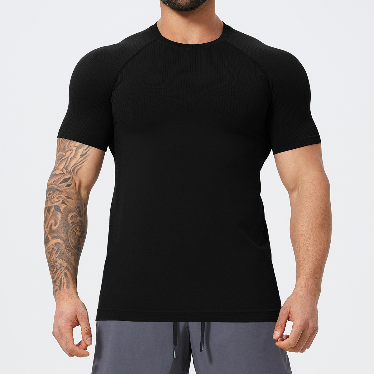 Slim Fit Men's Seamless Short  Sleeves 1058