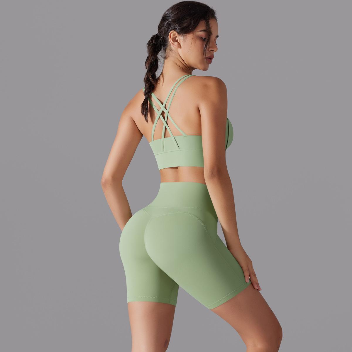  Spaghetti Straps Backless Hip-Lifting Sportswear Set 7001
