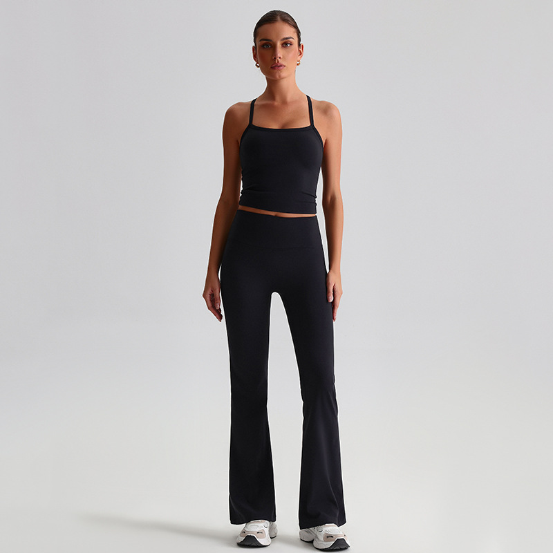 Sportswear yoga set High-waisted yoga flared pants With Beautiful Back Bra SKL-LQ8959