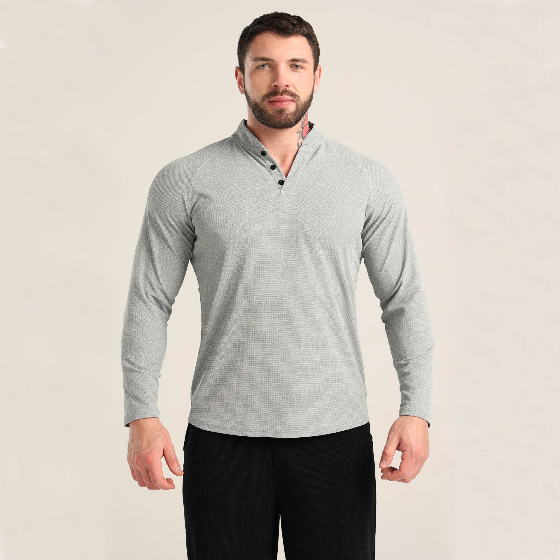 Men's Buttoned POLO Long Sleeve Shirt CX122
