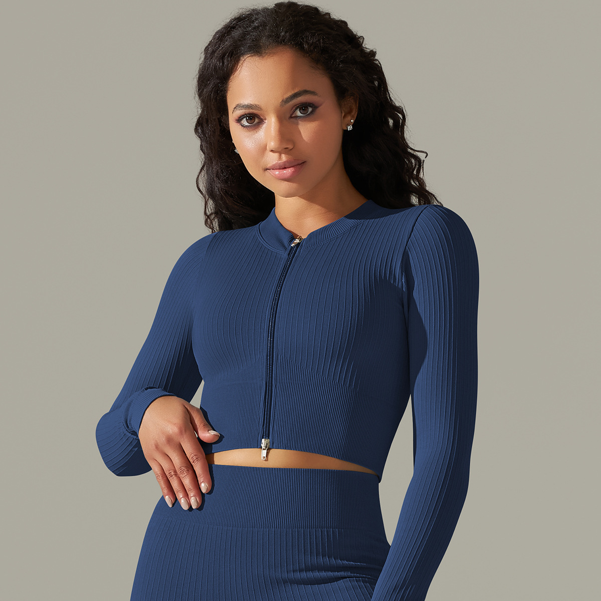 Long-Sleeve Sports Top Zippered Shapewear Fitness Wear 9310long sleeve
