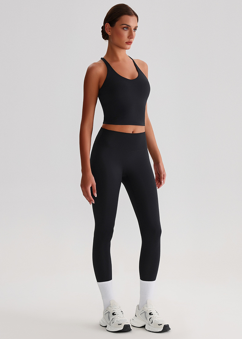 Women's Plus-size Tight Sports Leggings And Bra With Padded Outdoor Running And Fitness Wear Two-piece set SKL-LQ0128