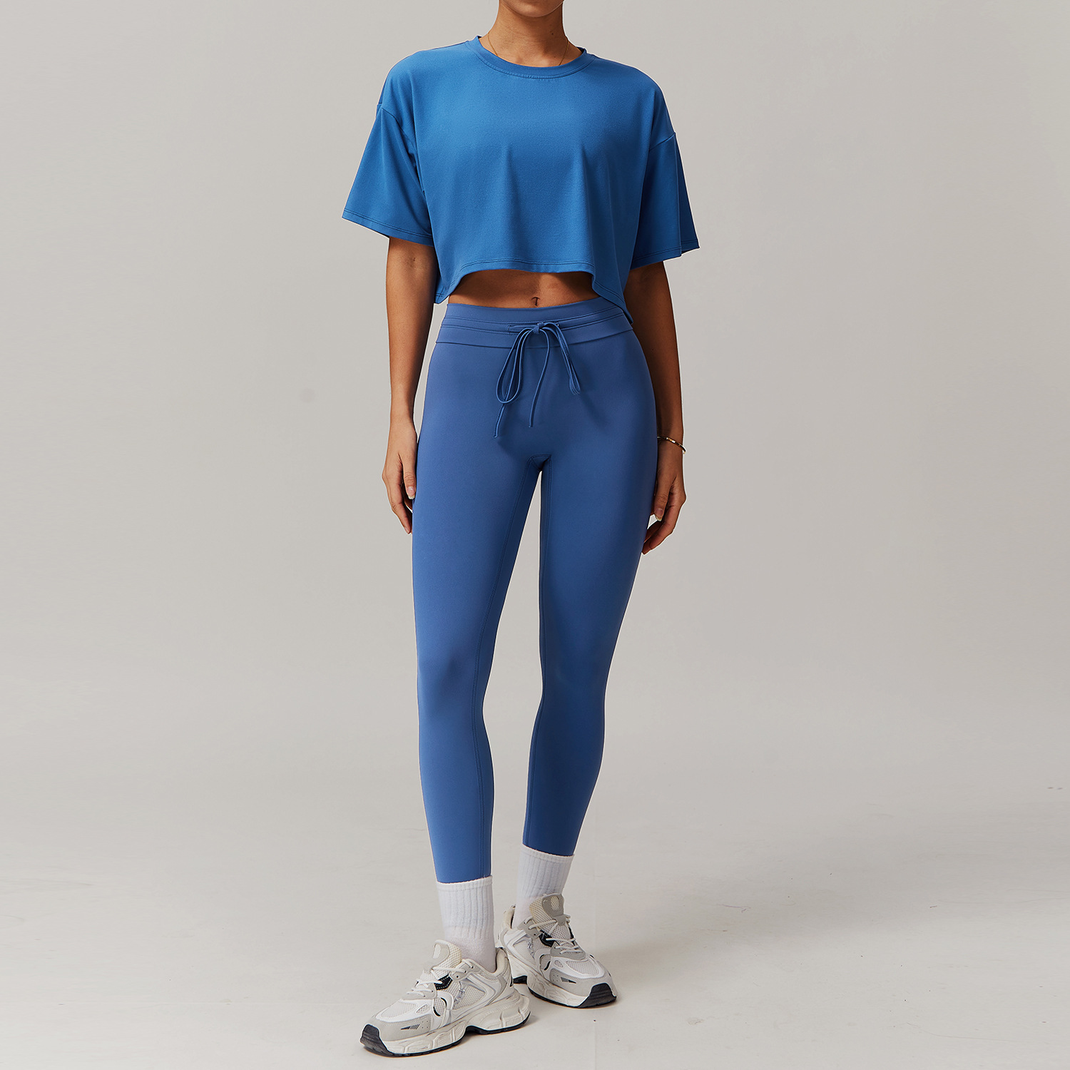 Off the shoulder Short-sleeve Yoga Set 5034