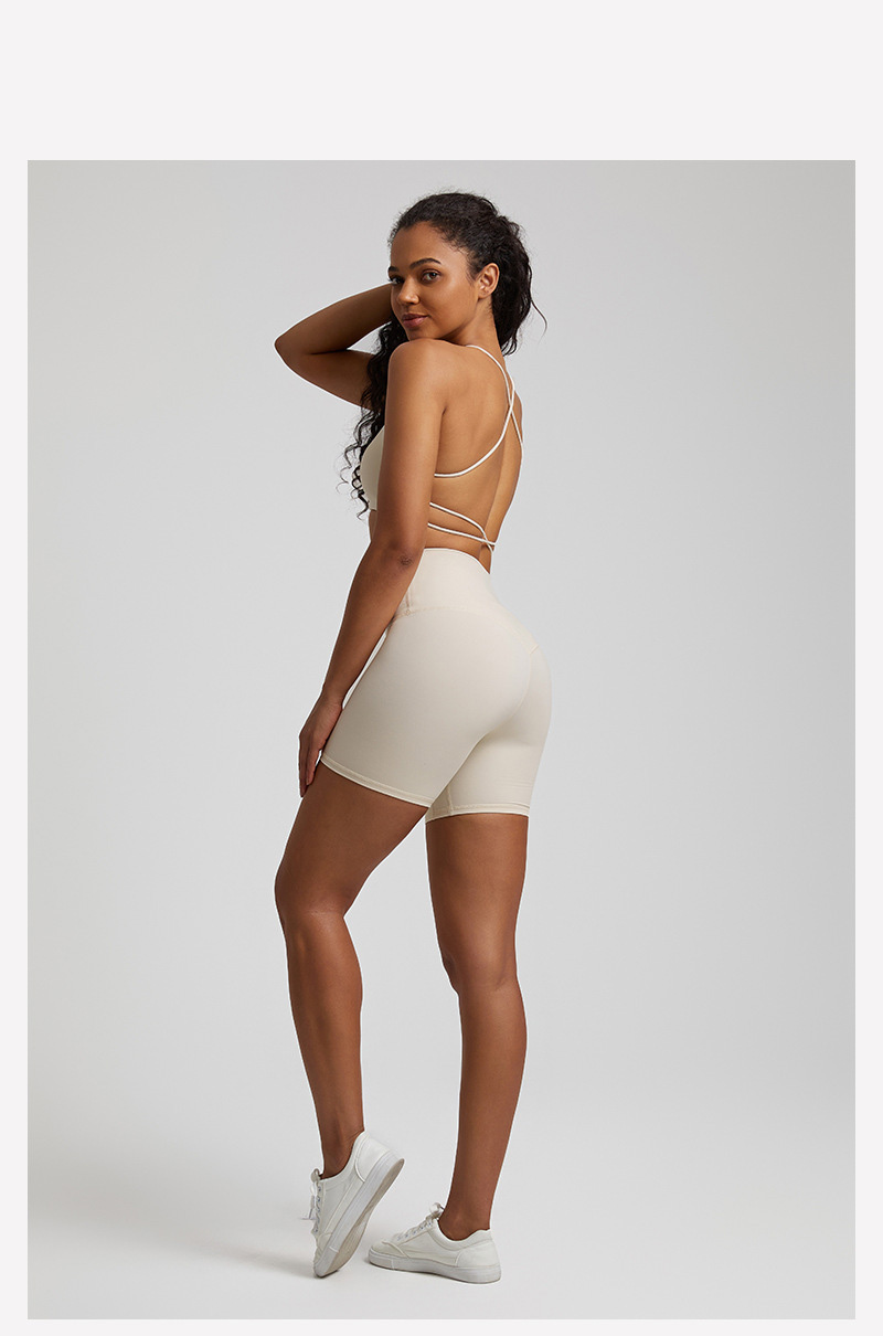 Cross Back Bra Breathable Compression Shorts Yoga Wear Set SKL-LQ7359