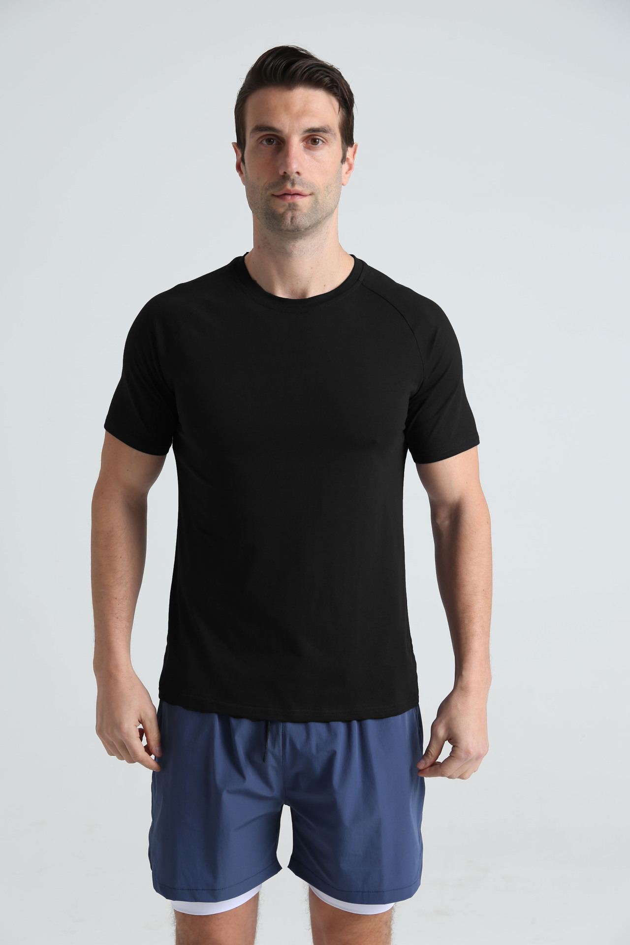 Men's Crew Neck Solid - Color Sporty T-Shirts 22-TX07