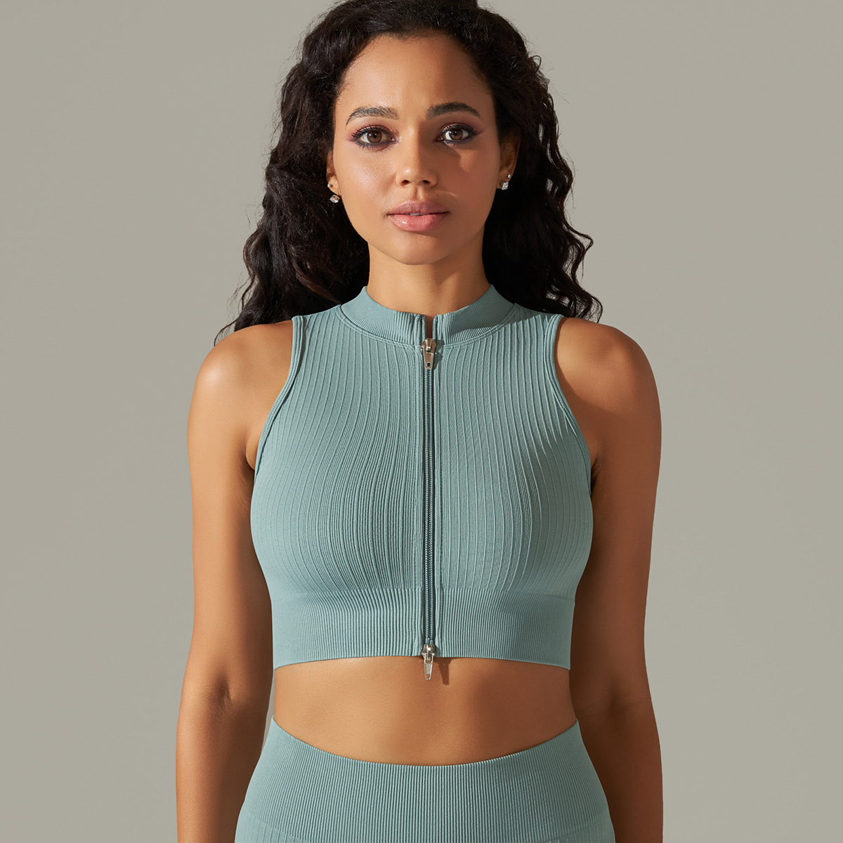  Sleeveless Zippered Vest Sports Fitness Wear 9310vest
