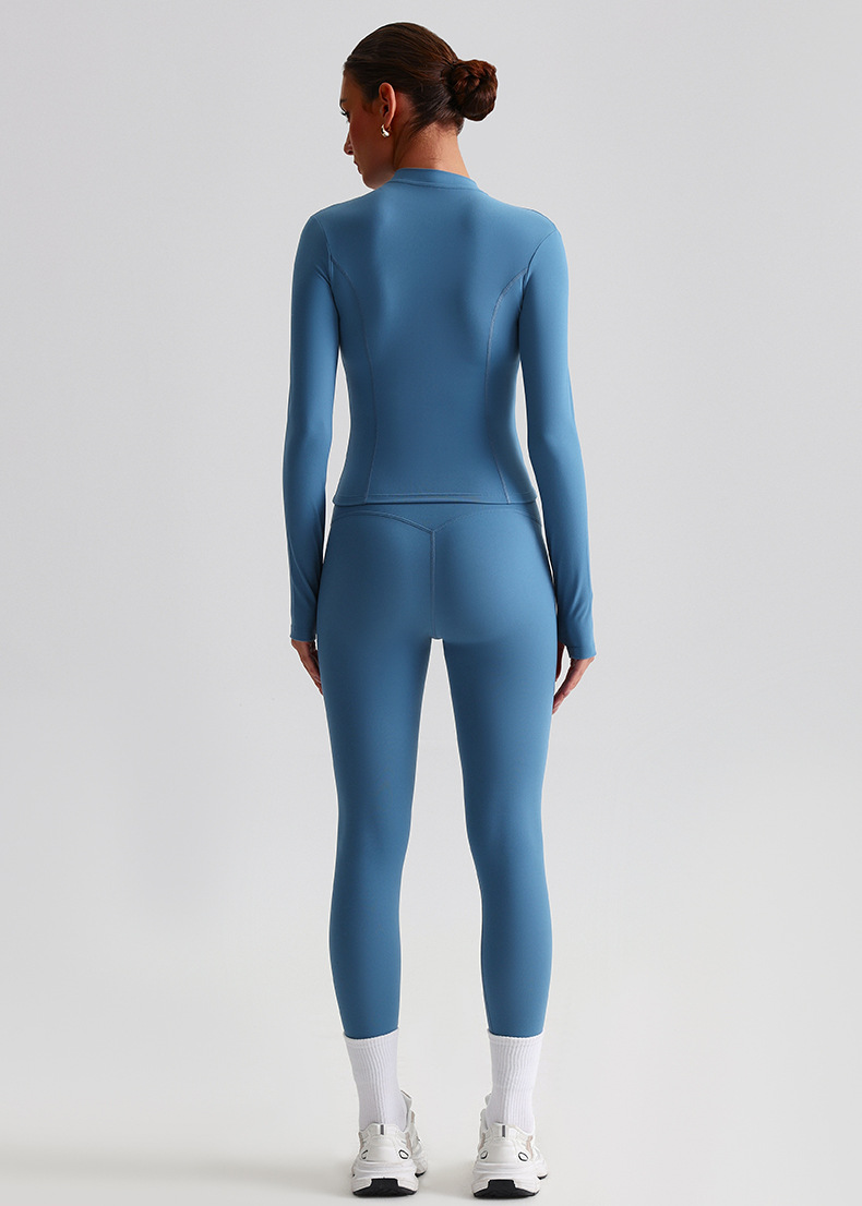 Long Pants And Coat Tight Yoga Suit Set High-waisted Quick-drying Running And Fitness SKL-LQ8656