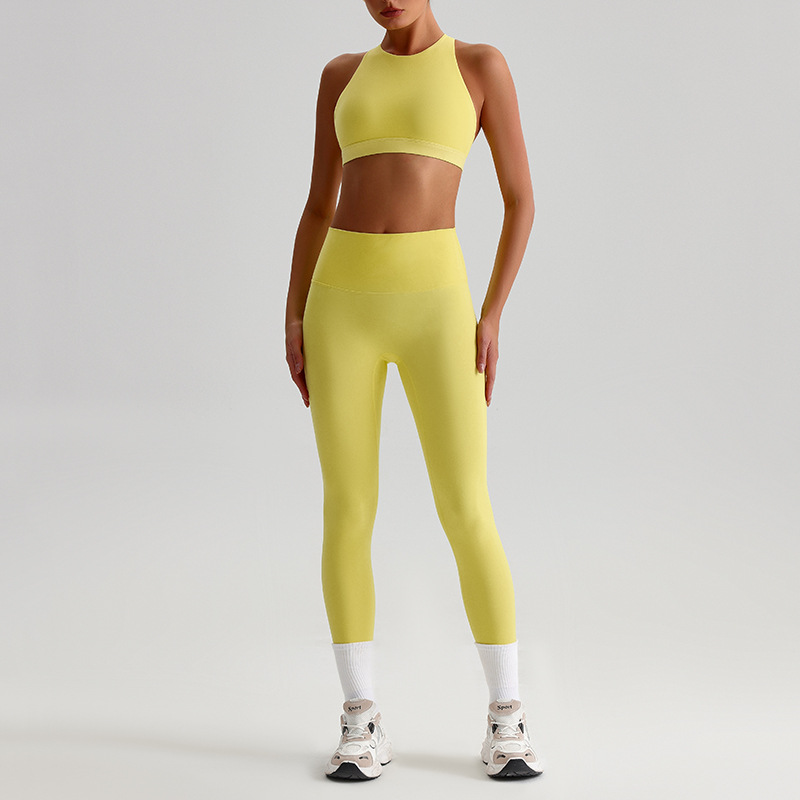 Crossed Beautiful Back Bra Running And Fitness Suit Leggings Set SKL-LQ8698