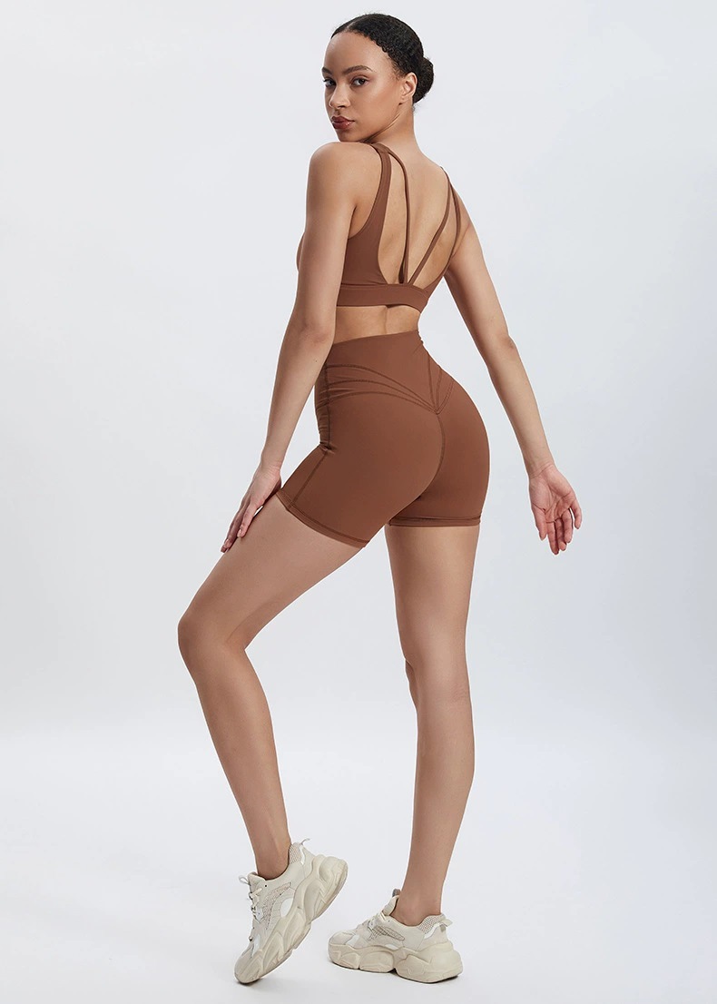 Tight-fitting  Upturned Yoga Shorts No Awkwardness Line Peach-hip Fitness Pants SKL-LQ5022