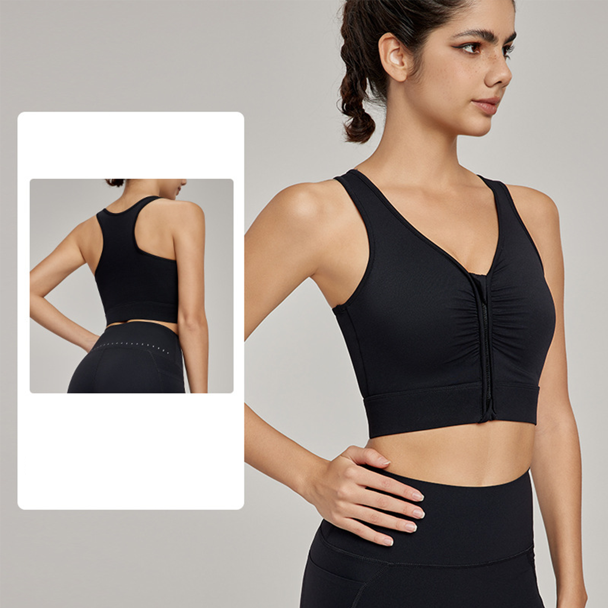 Front-Zip Pleated Athletic Tank Top  DWB115020