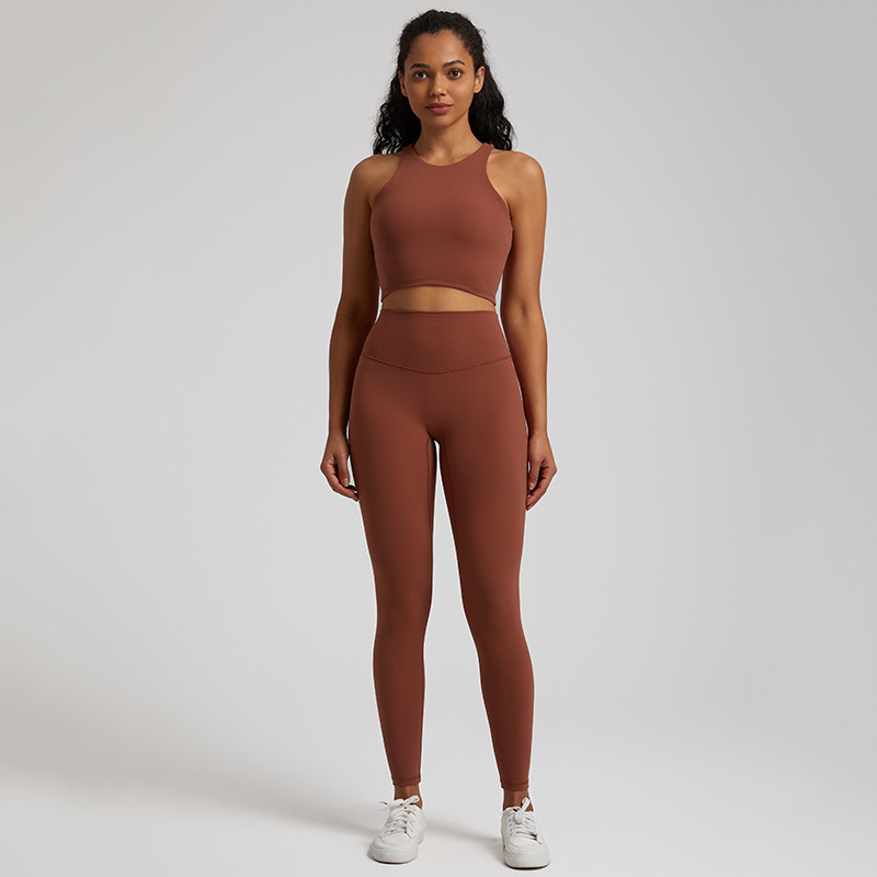 Women's Elastic Beautiful Back Yoga Set Leggings With Beautiful Back Bra SKL-LQ3332