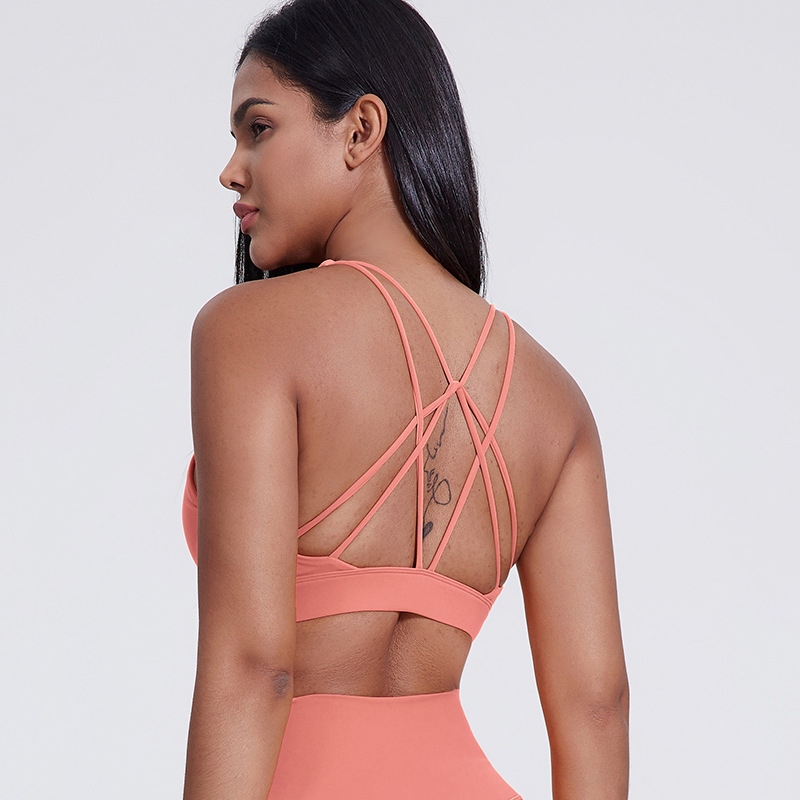 Women's Nude Cross-shaped Beautiful Back Sports Underwear Bra SKL-LQ5016