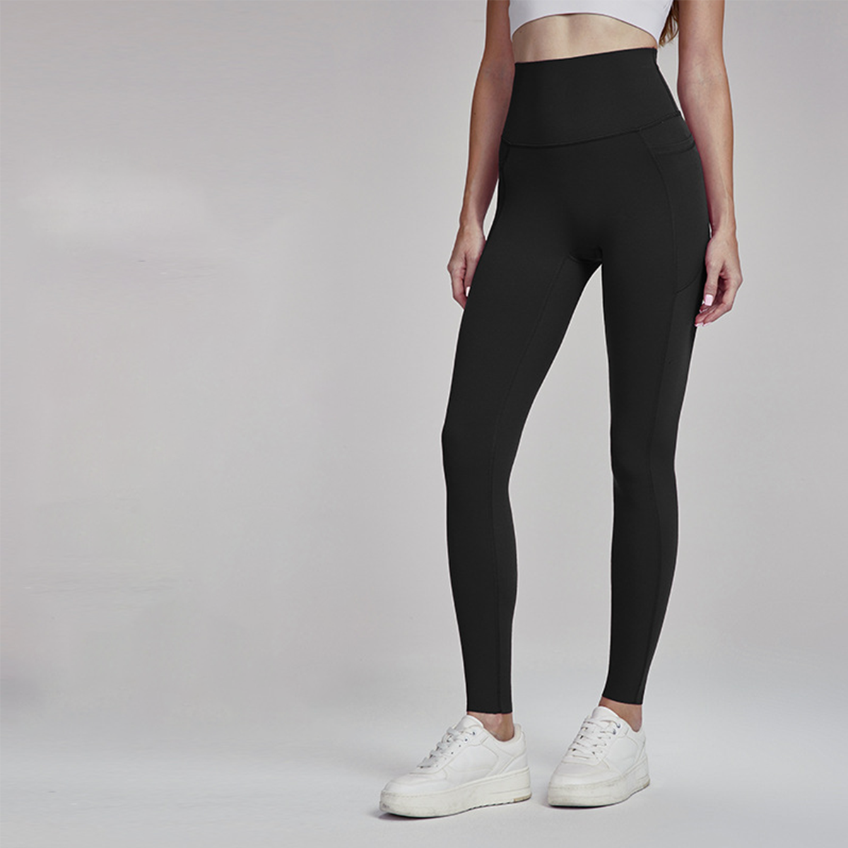 Side Pocket & Custom Hem High-Rise Yoga Pants  DWUS124019