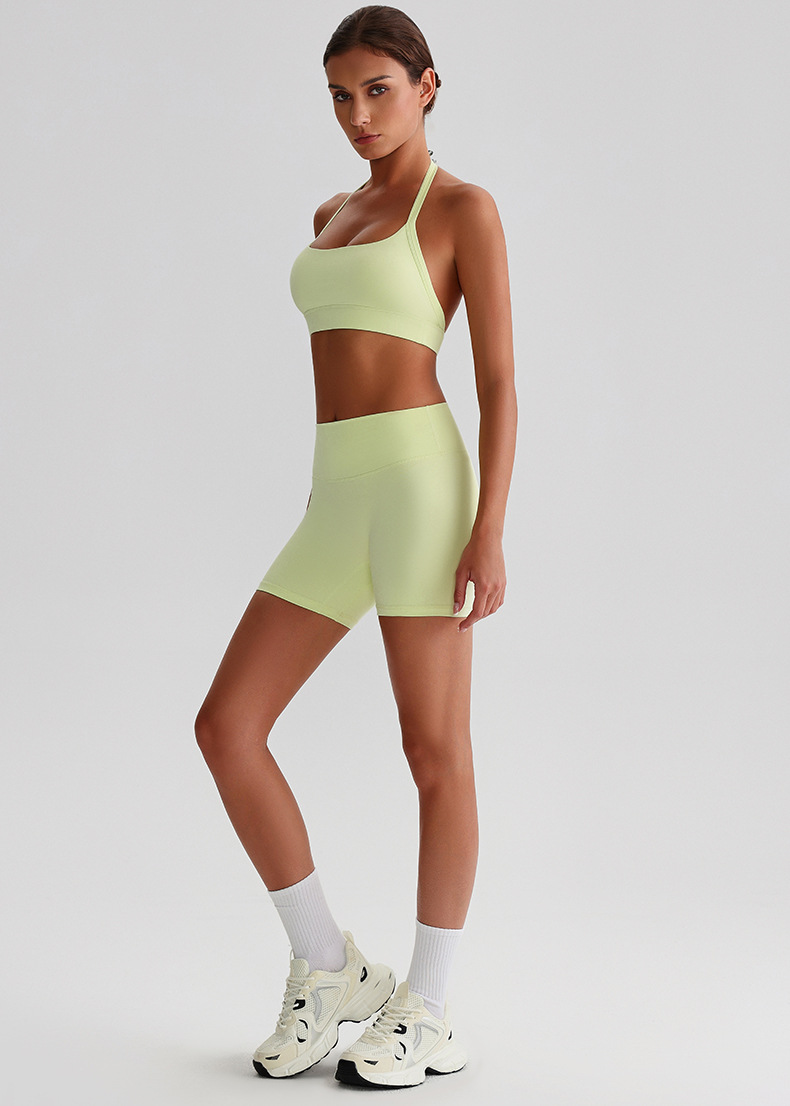 Halter Bra Vest Peach-shaped Buttocks Yoga Wear Shorts Set SKL-LQ0320