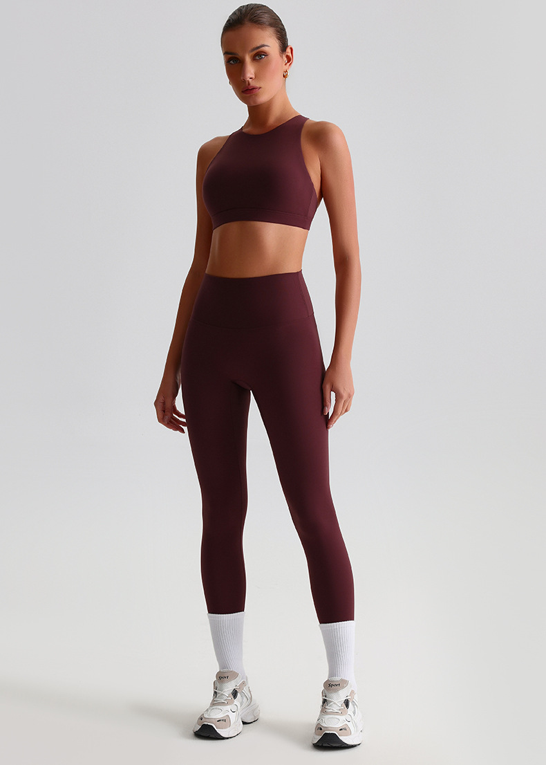 Crossed Beautiful Back Bra Running And Fitness Suit Leggings Set SKL-LQ8698