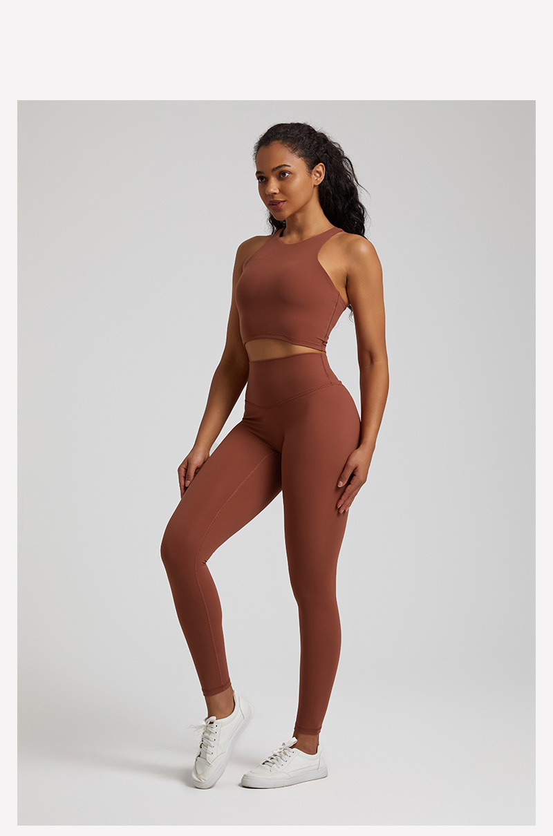 Women's Elastic Beautiful Back Yoga Set Leggings With Beautiful Back Bra SKL-LQ3332