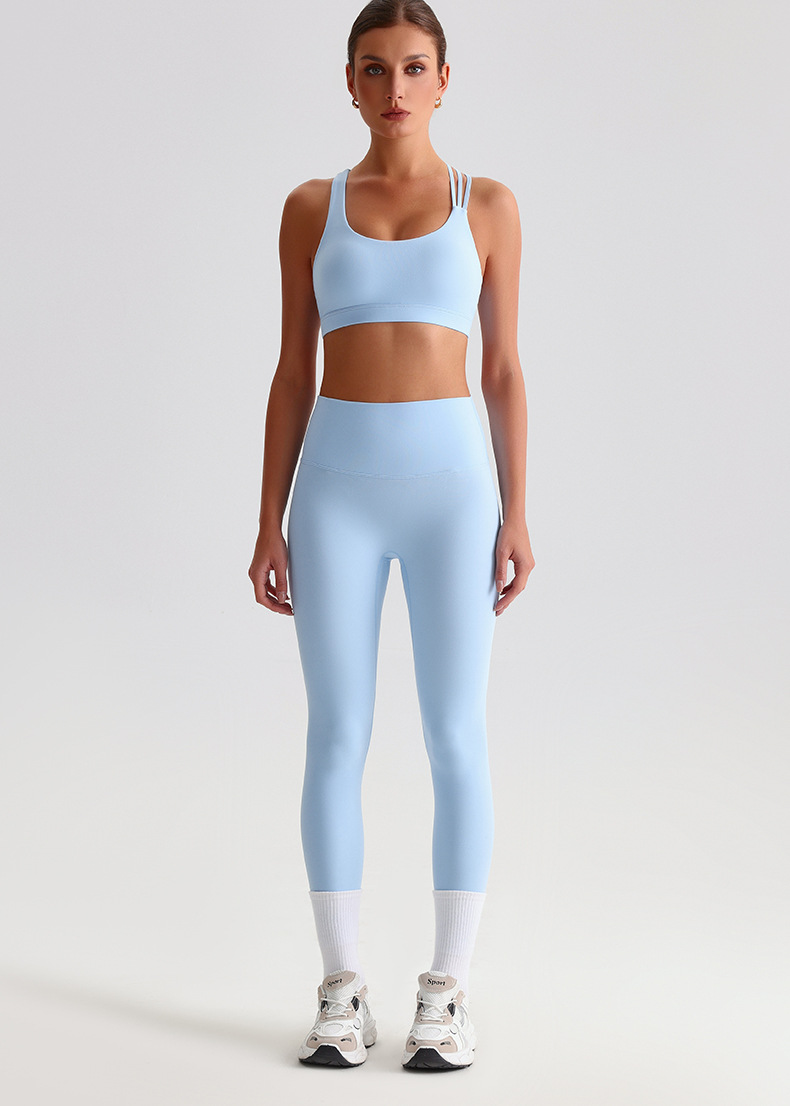Crossed Beautiful Back Bra Running And Fitness Suit Leggings Set SKL-LQ8635