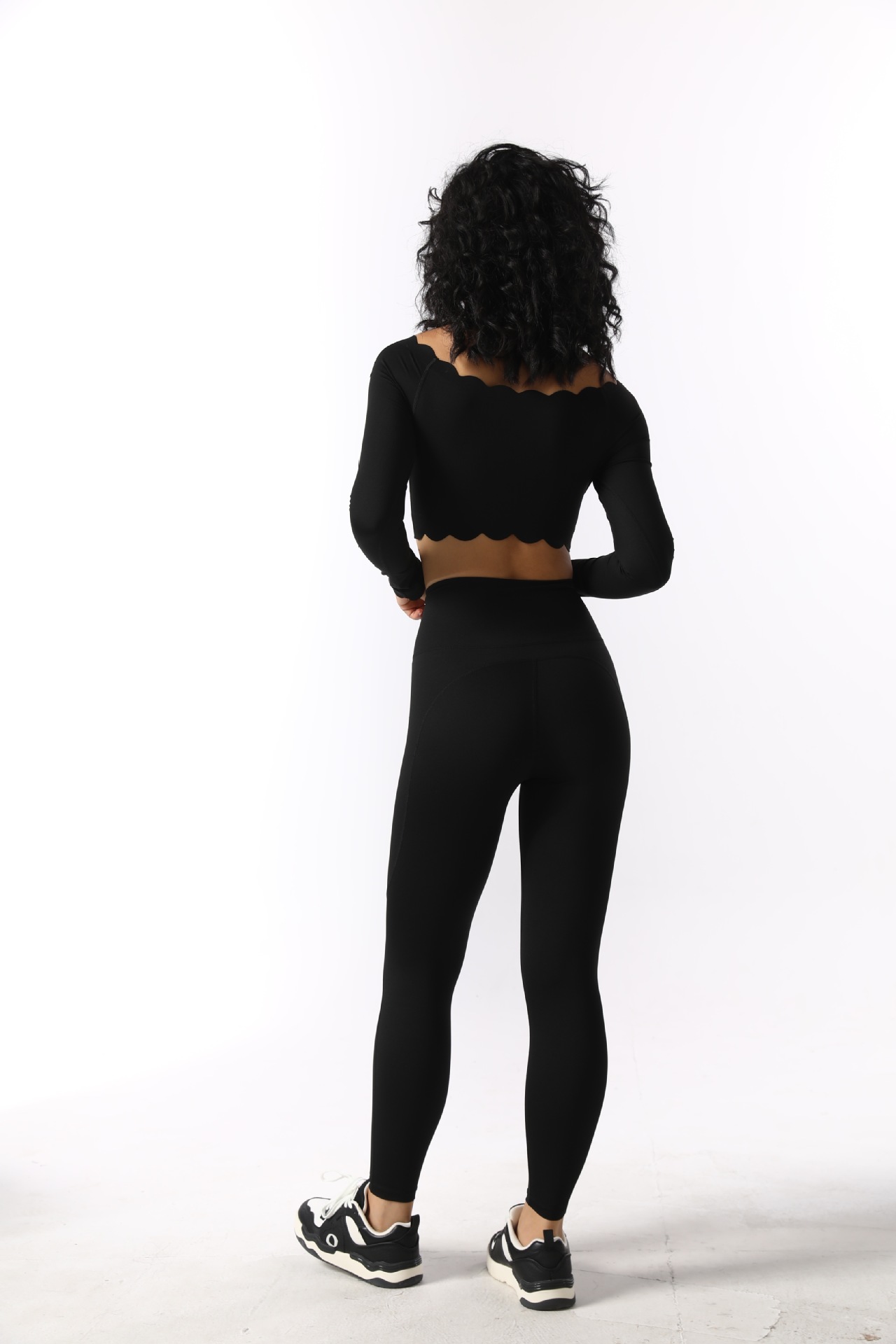 Lace Long-Sleeved Yoga Training Pilates Running Fitness Two-Piece Set SKL-FNK8808