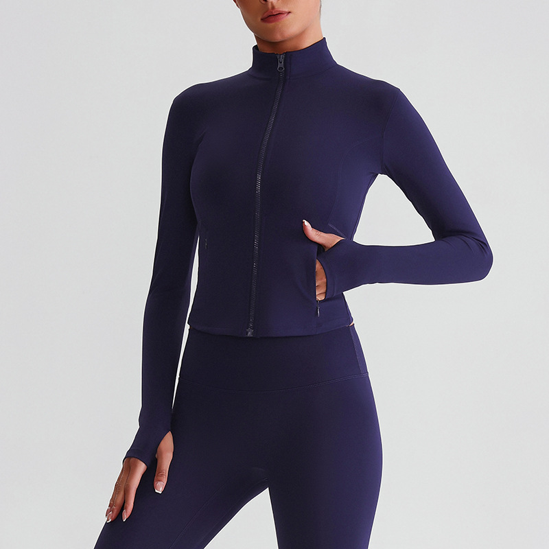 Zipper Outdoor Running  Sports Yoga Jacket Long-sleeved Coat SKL-LQ8018