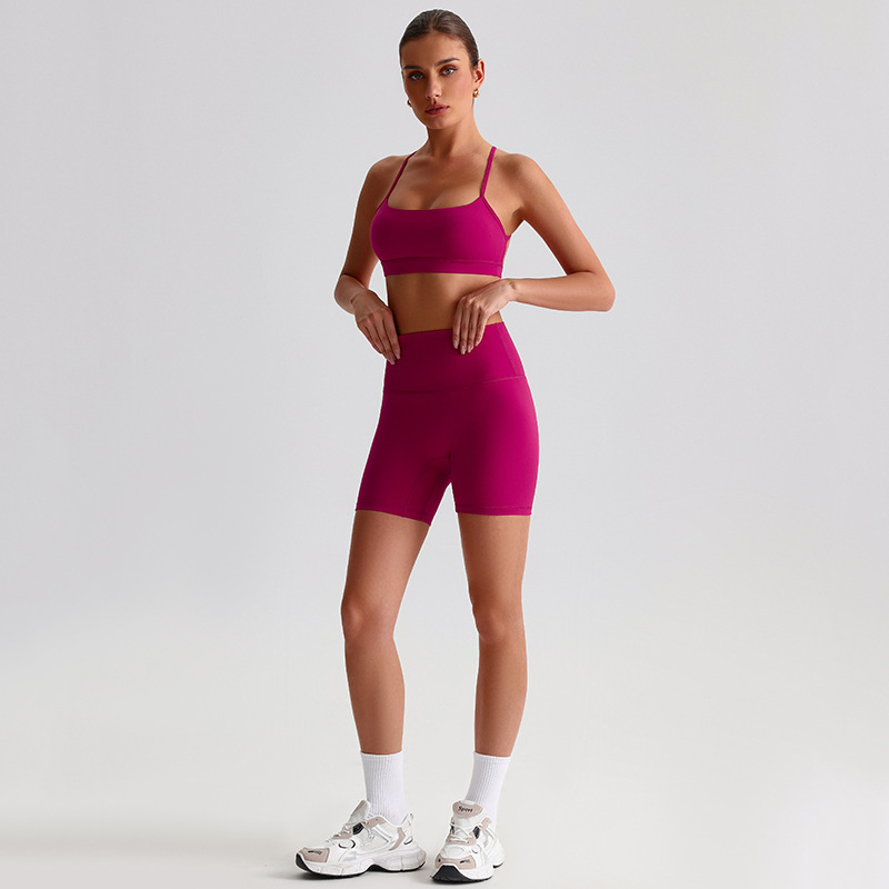 Fitness Sports Leggings And Crossed Beautiful Bra With Pads Set SKL-LQ0139