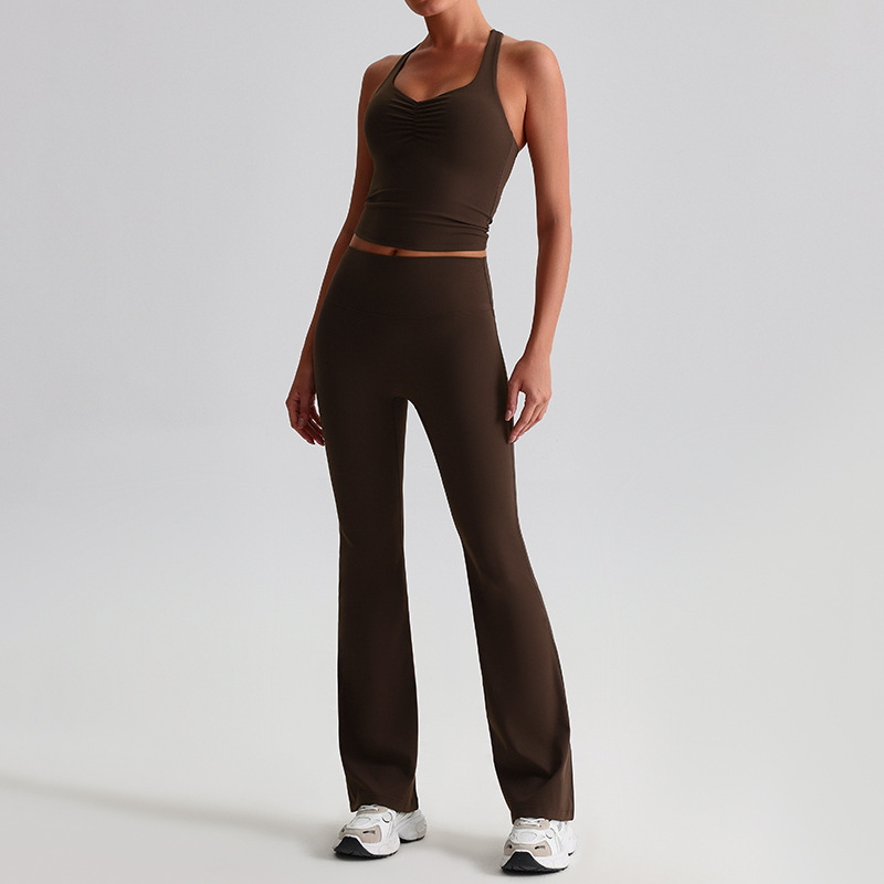  High-waisted Tight-fitting Nude Wide-leg Leggings And Beautiful Back Yoga Wear SKL-LQ8958
