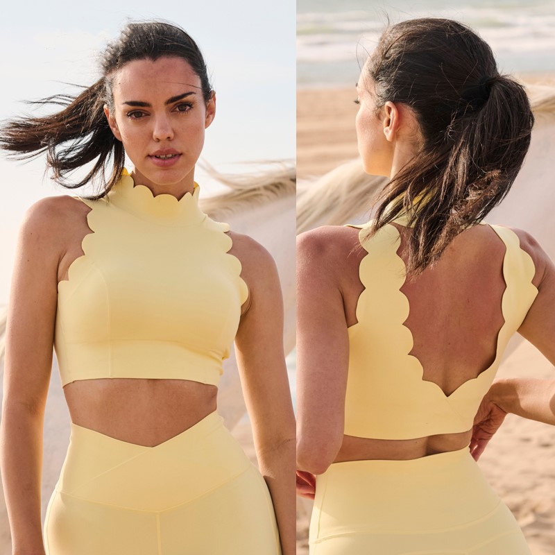 Lace Thick Straps Racerback Halterneck Sleeveless Yoga Sports Bra SKL-FNK8814