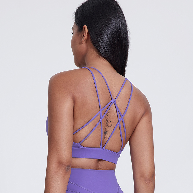 Women's Nude Cross-shaped Beautiful Back Sports Underwear Bra SKL-LQ5016