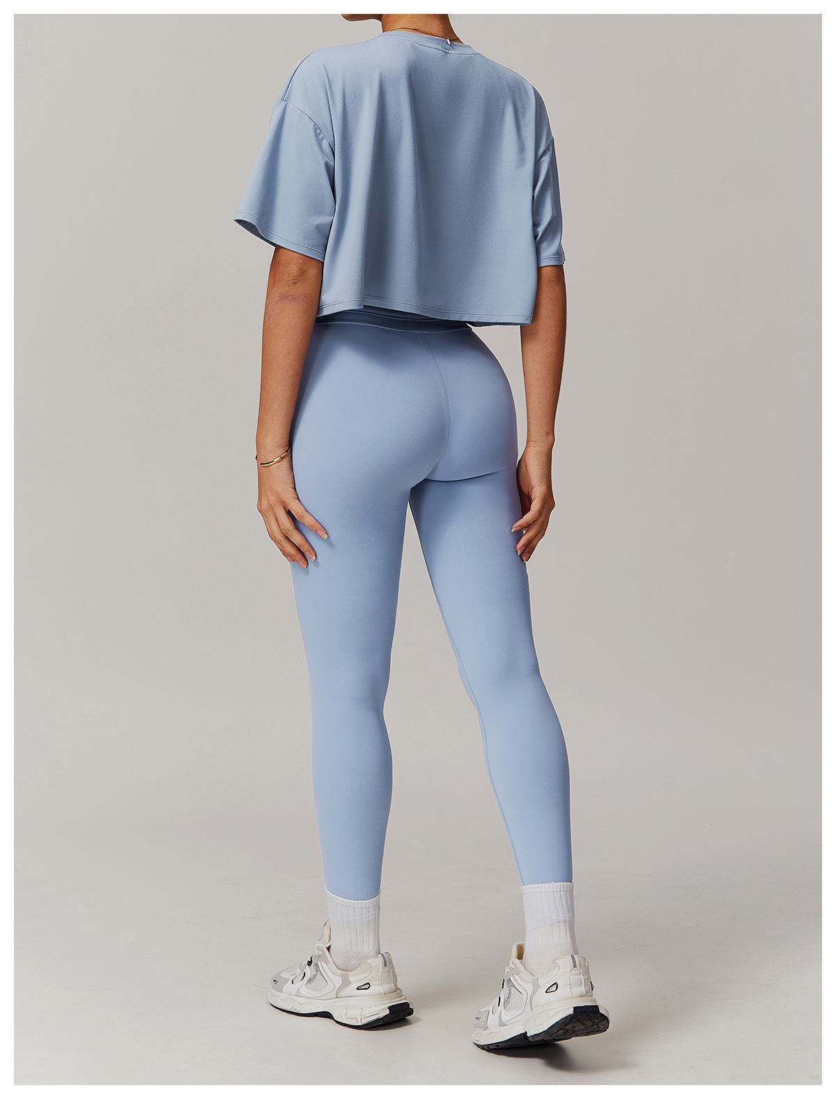 Off the shoulder Short-sleeve Yoga Set 5034