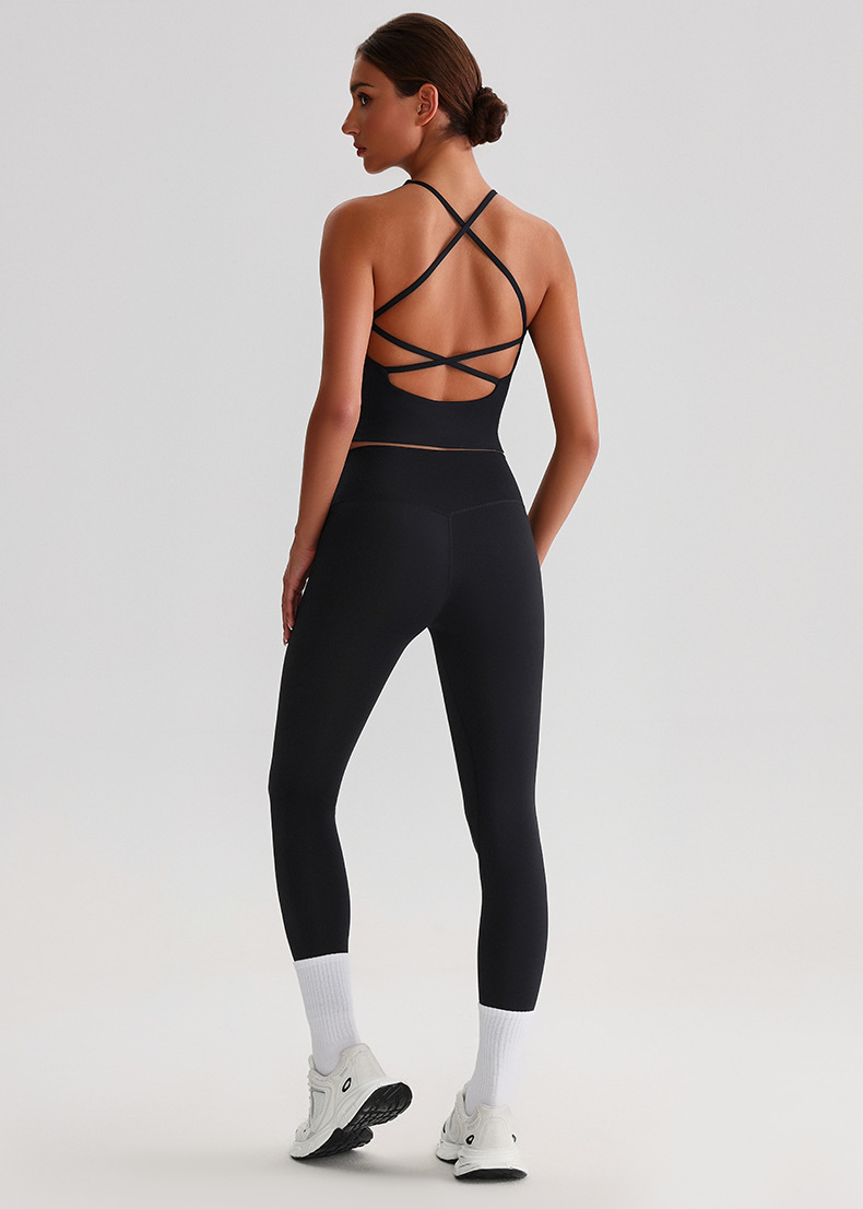 Women's Plus-size Tight Sports Leggings And Bra With Padded Outdoor Running And Fitness Wear Two-piece set SKL-LQ0128