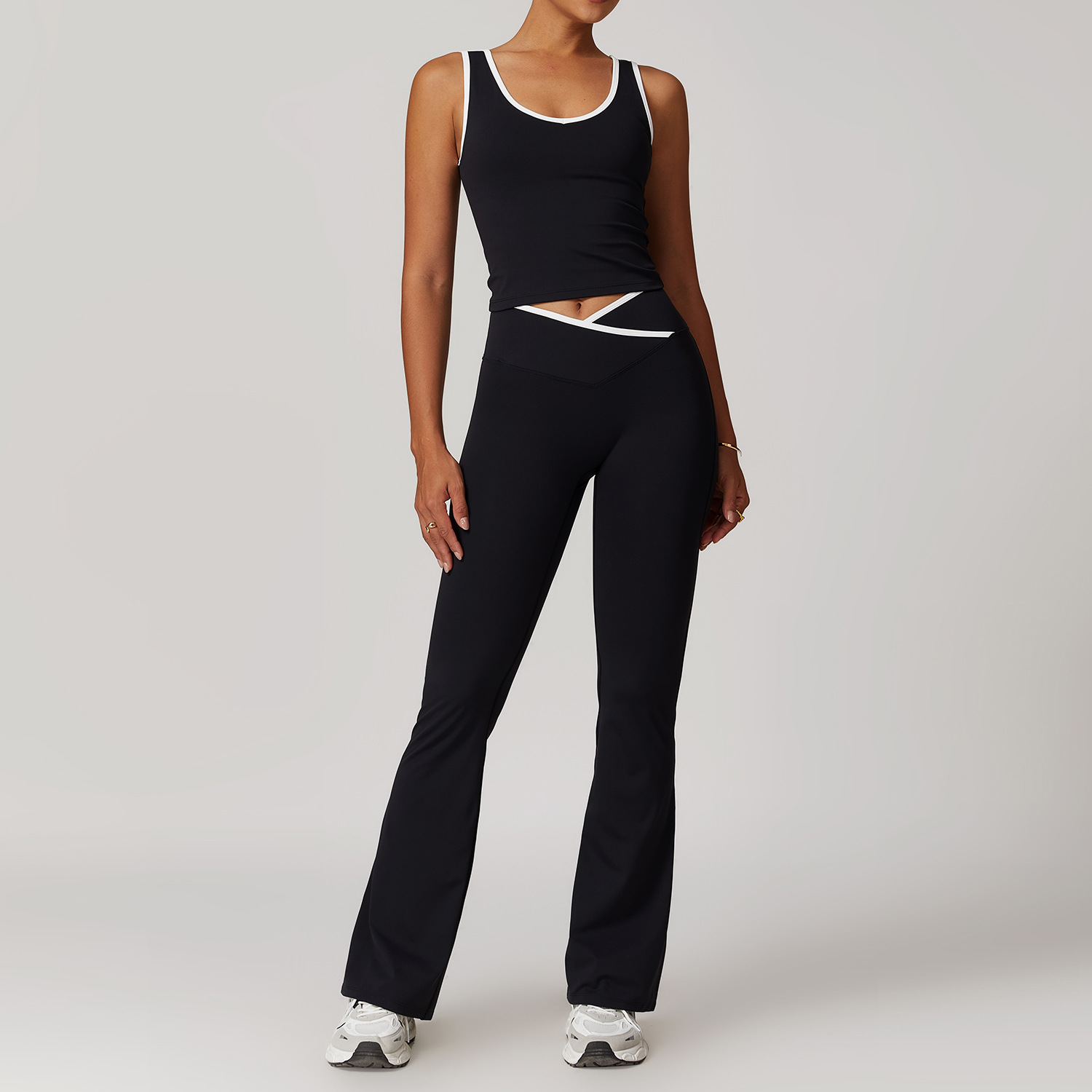 Crossed High-Waist Sports Vest Set 8843