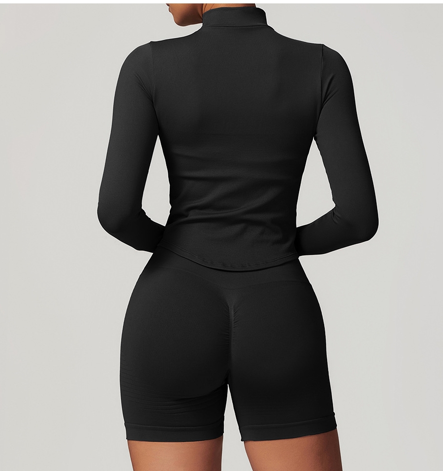 Seamless Bra, Shorts and Coat Three-piece Yoga Set 7725