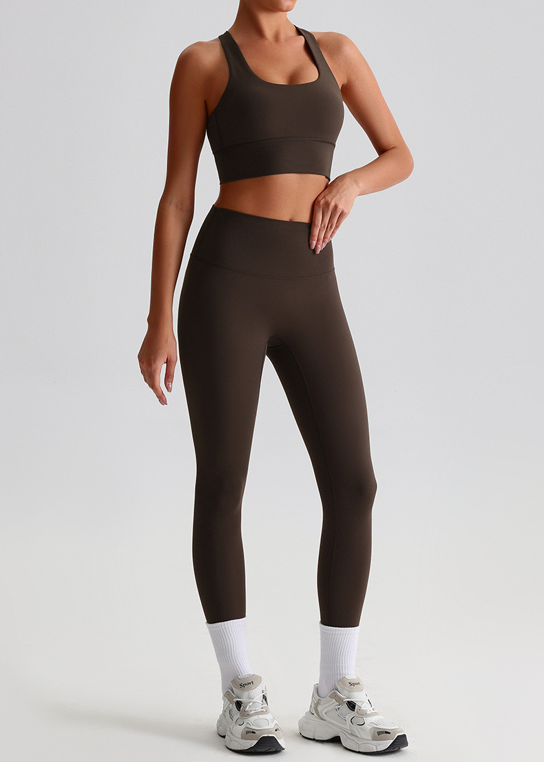 Fitness Sports Leggings And Crossed Beautiful Bra With Pads Set SKL-LQ8697
