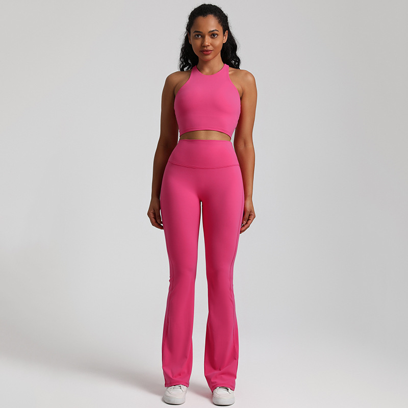  High-waisted Tight-fitting Nude Wide-leg Leggings And Beautiful Back Yoga Wear SKL-LQ6932