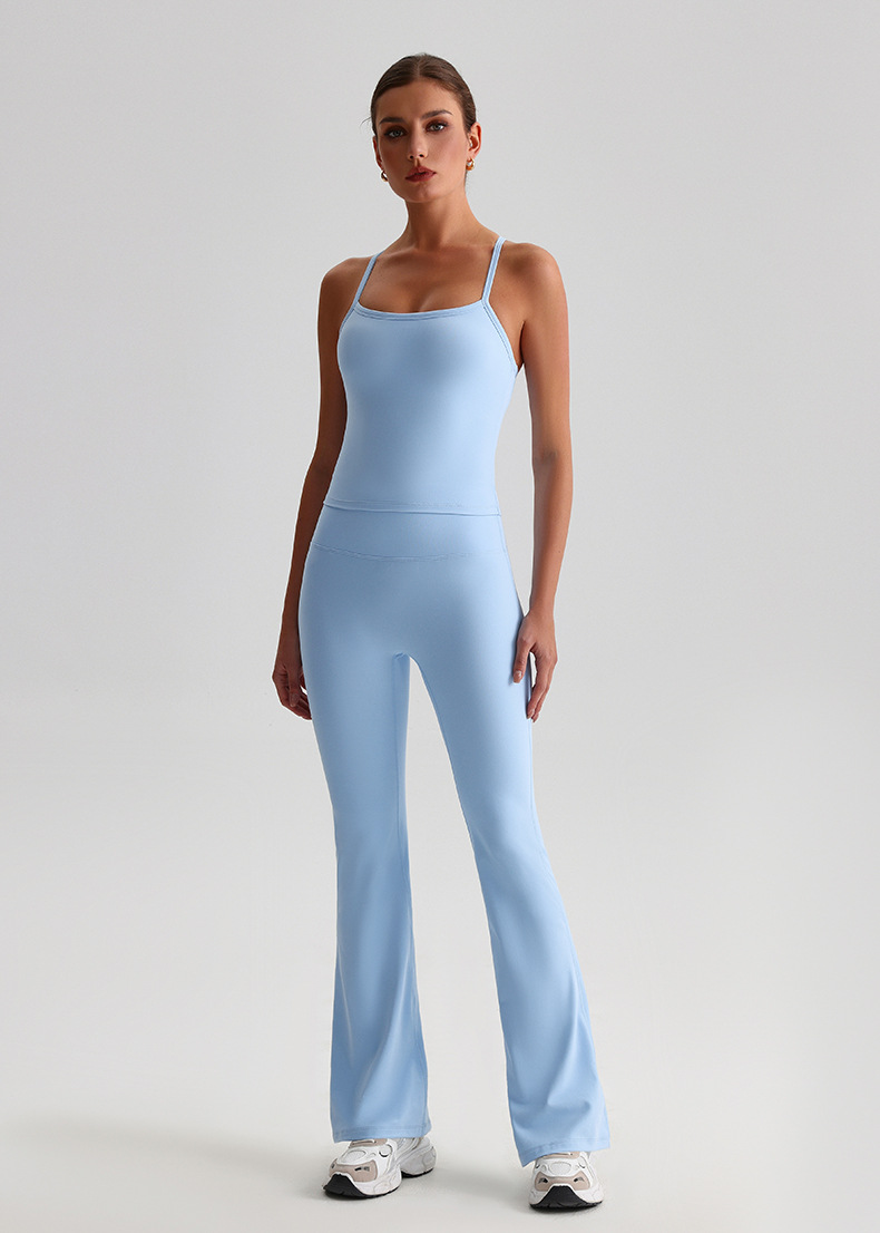 Sportswear yoga set High-waisted yoga flared pants With Beautiful Back Bra SKL-LQ8959